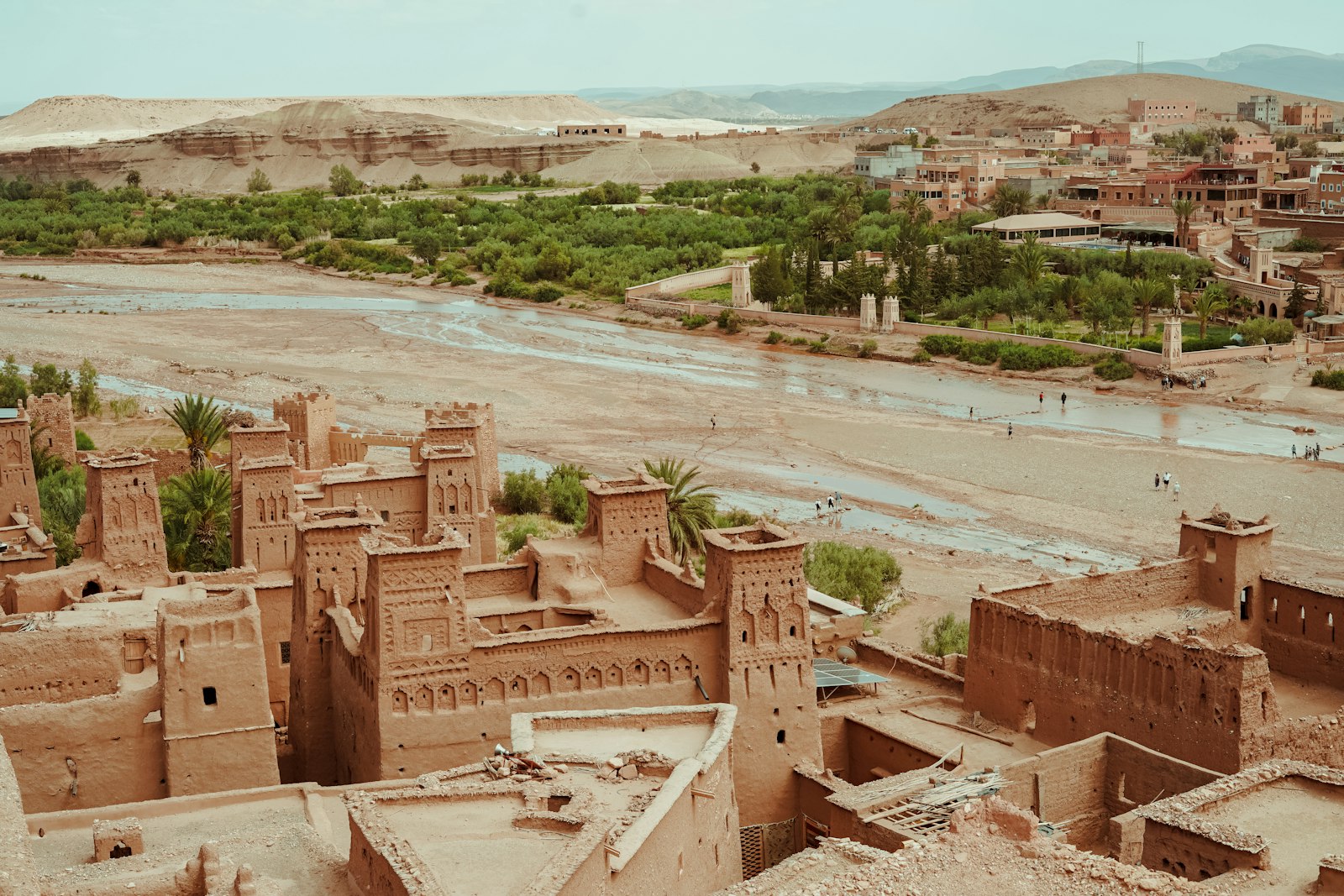 Aerial view of Ait Benhaddou kasbah, a UNESCO World Heritage ksar in Morocco