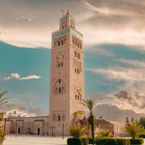 Historic clock tower in Marrakech, Morocco