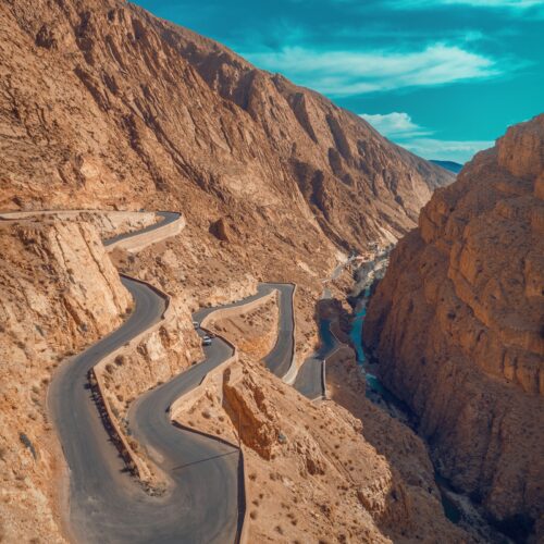 Aerial view of mountains near Ouarzazate, southern Morocco