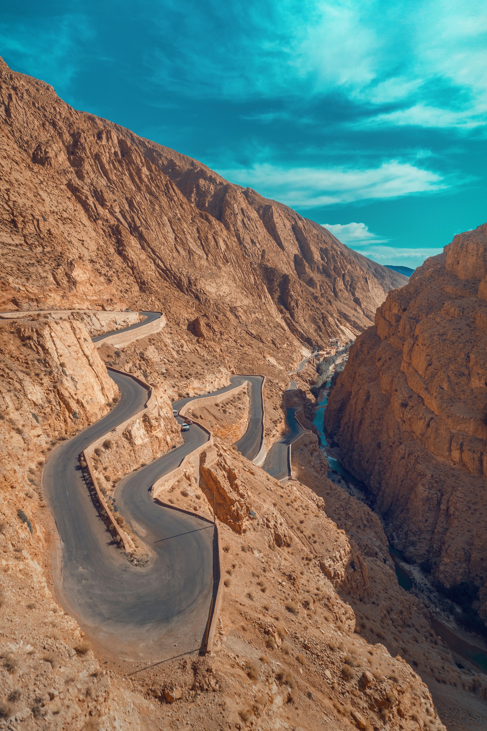 Aerial view of mountains near Ouarzazate, southern Morocco