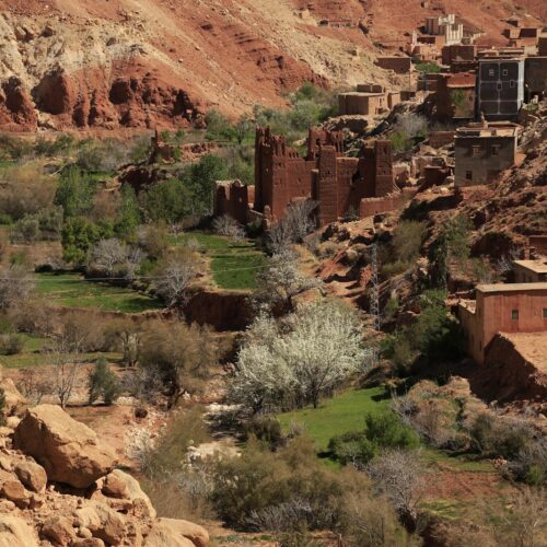 Rock formation landscape in the Ouarzazate region of Morocco